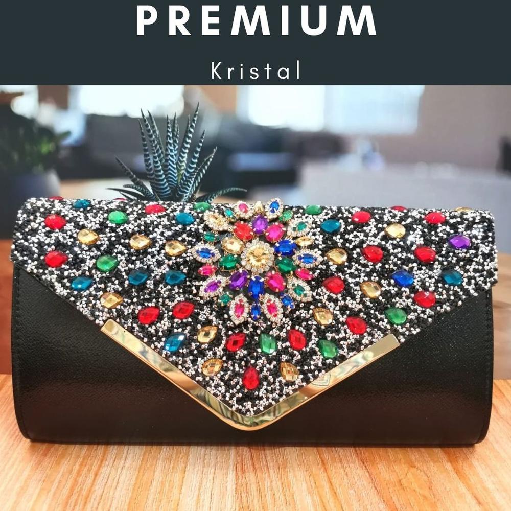 Bayar Ditempat Tas Pesta Clutch Kondangan Wanita Kristal Swarovski Import Mewah Biru 7051064 KLIKSIS