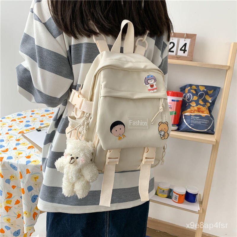 INS Tas Kanvas Wanita Ransel Kecil Niche, Tas Kurir Satu Bahu Cantik, Tas Ransel Wanita Lucu Semua