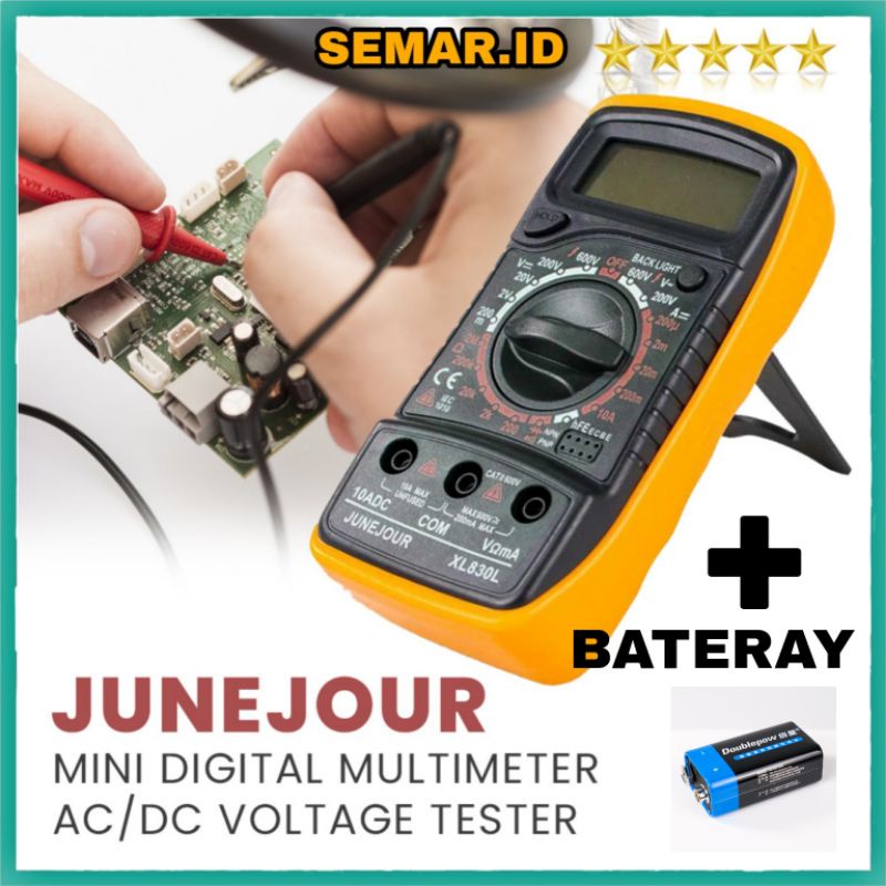 Junejour Mini Digital Multimeter AC/DC Voltage Tester - XL830L - Black