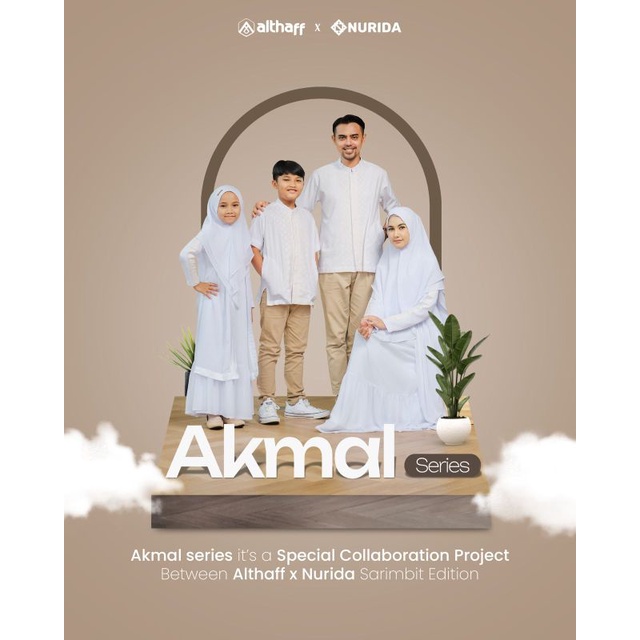 FAMSET AKMAL SERIES PUTIH VERSI LENGAN PANJANG DAN LENGAN PENDEK BRAND ALTHAFF X NURIDA