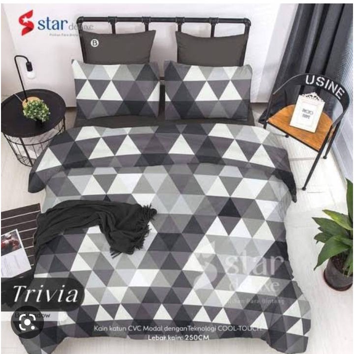 Bedcover & Sprei Premium Katun STAR Motif Dark Trivia