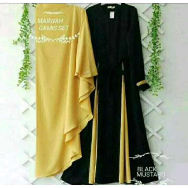 Terbaru ✨ Dress Syar'I Gamis Marwah Syari Free Hijab M L Xl Ada✅ / Gamis Elbina Set Syari Gamis + Kh