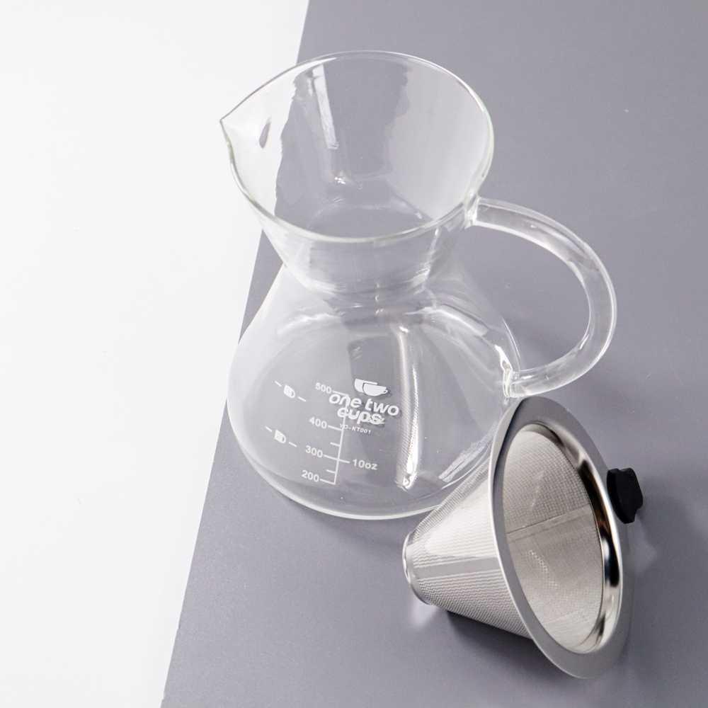 One Two Cups Coffee Maker Pot V60 Teko Kopi 500ml + Filter - YD-KT001