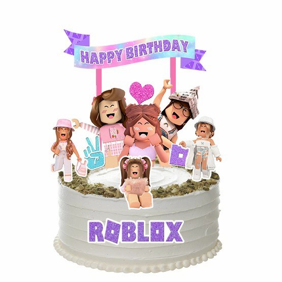 Terlaris Roblox Girl Purple Topper Cake Birthday/Hiasan Kue Ulang Tahun