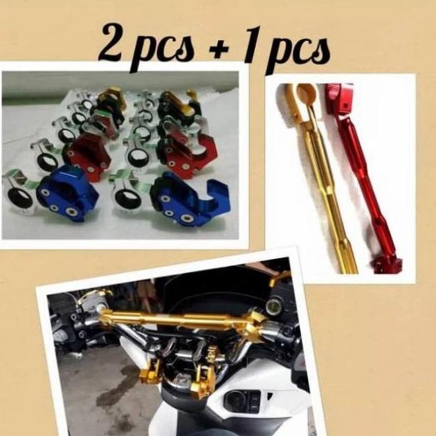 PAKET GANTUNGAN PCX 2 PCS DAN STABILIZER STANG PCX 150 dan 160 - Hitam