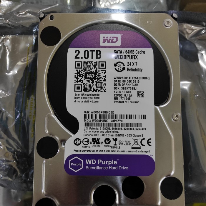 Disket Hard Disk 2 Tb Wd Purple Hard Disk Cctv