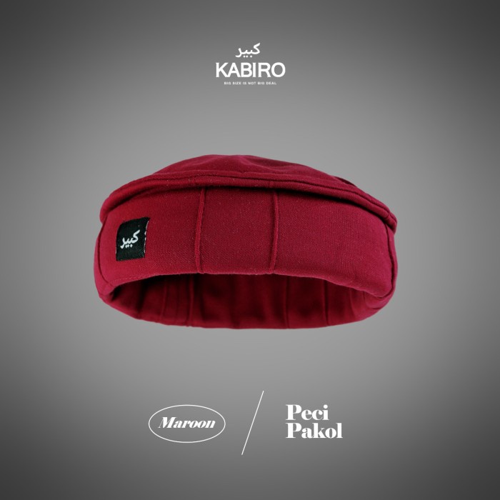KABIRO Peci Pakol JUMBO Dewasa Big Size peci Kopiah - Maroon (S6V9) Peci Batok Siap Pakai Kopiah Ori