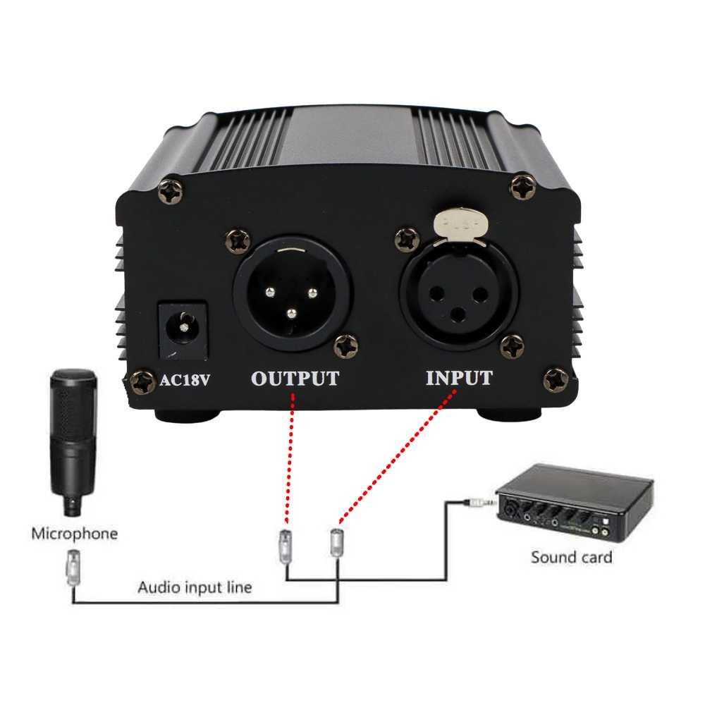 TaffSTUDIO Phantom Power Microphone 1 Channel 48V Supply Mic U-P48V