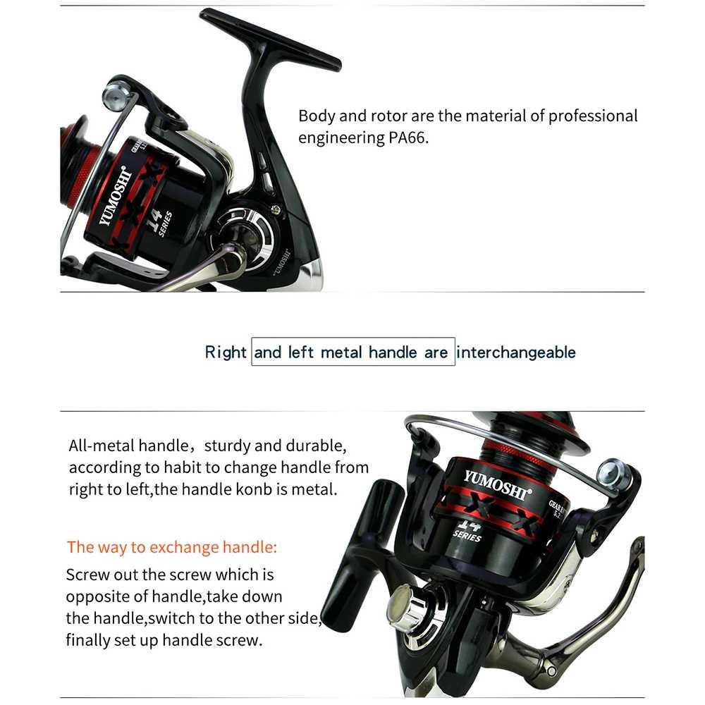 YUMOSHI Reel Pancing Spinning 12 Ball Bearing 5.2:1 RS2000 Pancing Reel Power Handle Ril Pancing Reel Pancing Power Handle Pancing Casting Rell Pancing Power Handle Casting Reel Pancing Mini Reel Casting Reel Baitcasting Real Pancing Power Handle Rell