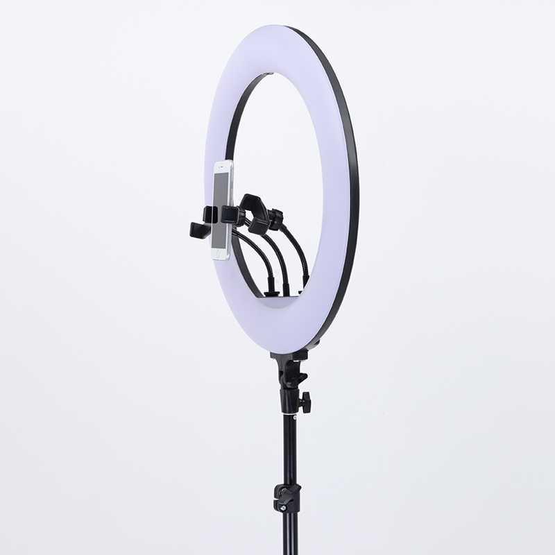 TaffSTUDIO Lampu Halo Ring Light LED 18 Inch 3xHolder + Tripod JY-460B