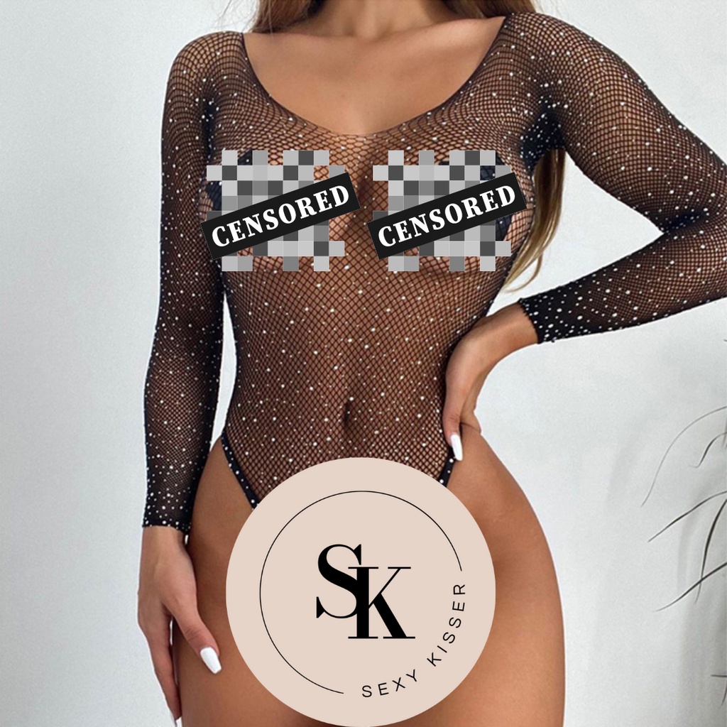 Sexy Mesh Sparkling Teddy Leotard Lingerie