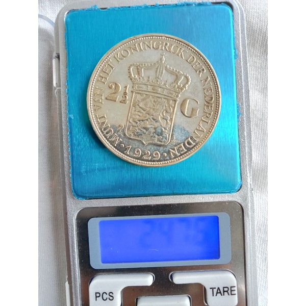 koin wilhelmina 21/2 gulden perak