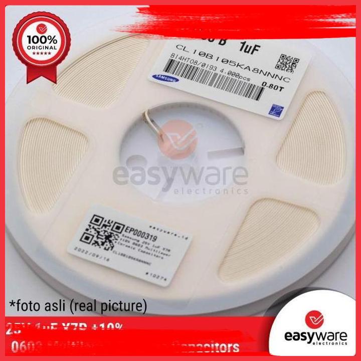 (EASY) CAPACITOR SMD SAMSUNG 1UF 10% 25V X7R 0603 MLCC CL10B105KA8NNNC