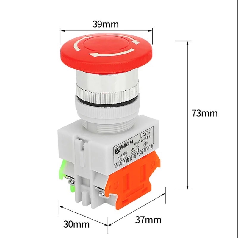 Saklar Stop 660V 10A LAY37-11ZS NO+NC Switch Push Button Emergency