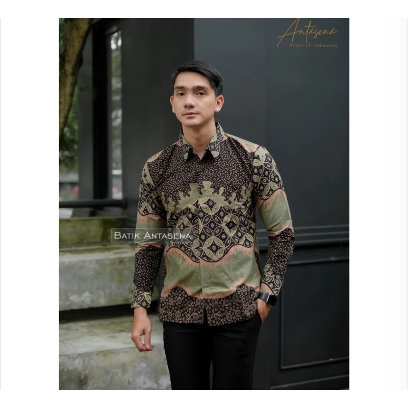 BATIK PRIA HIJAU SAGE LENGAN PANJANG