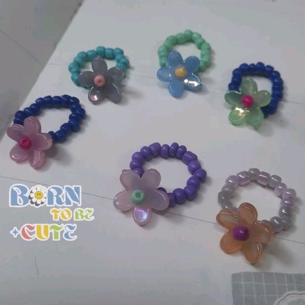 Zinnia ring // Cincin manik // beads ring // cincin manik korea aesthetic