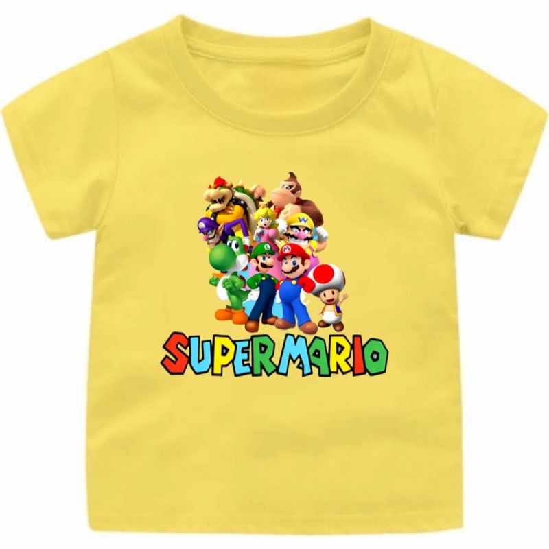 SUPER MARIO NEW Baju Kaos Anak Cowok-Cewek 1-12Tahun SUPER MARIO TERBARU