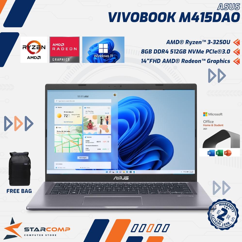 ASUS VivoBook 14 M415DAO - RYZEN 3-3250U 8GB SSD 512GB 14" FHD IPS W11 OHS