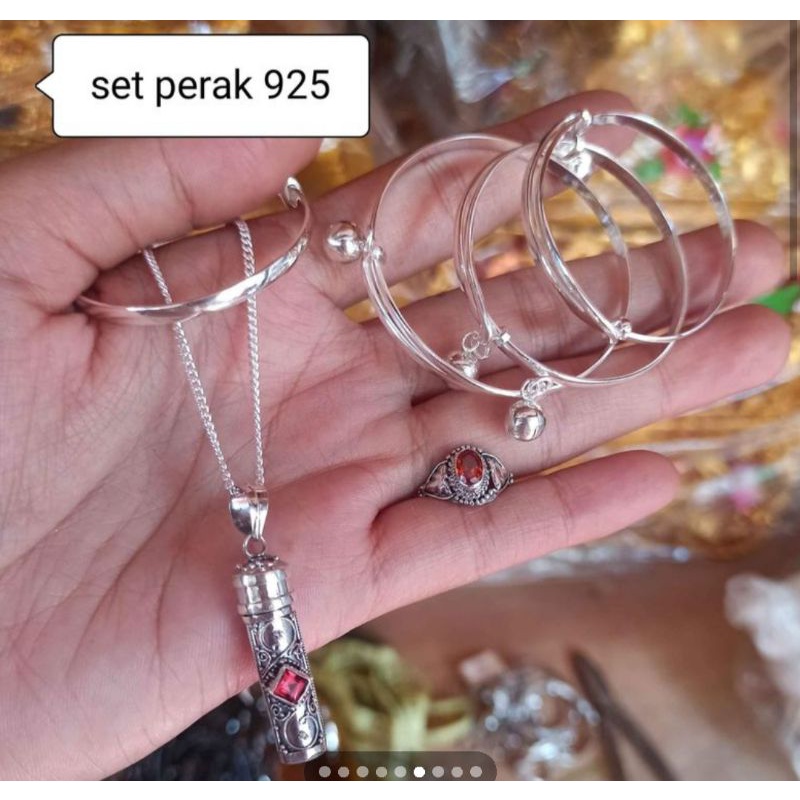set perhiasan 3 bulanan perak