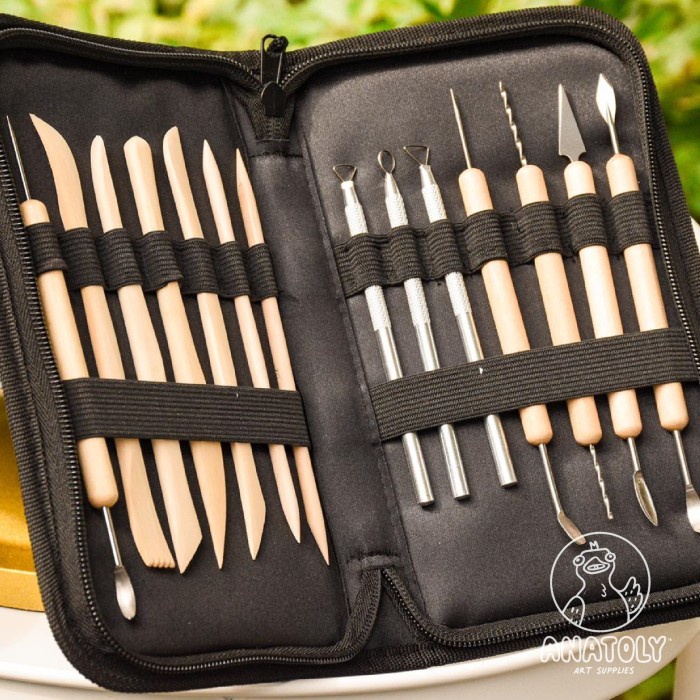 

Ukirku Sculpting Tool Set / Butsir Set / Pisau Ukir Set 14 In 1 (Bonus Tas)