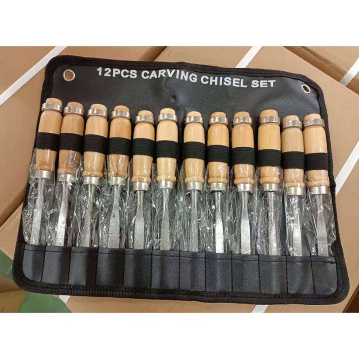 

Ukirku Set Pisau Ukir Pahat Kayu 12 In 1 Wood Carving Art Knife - Silver