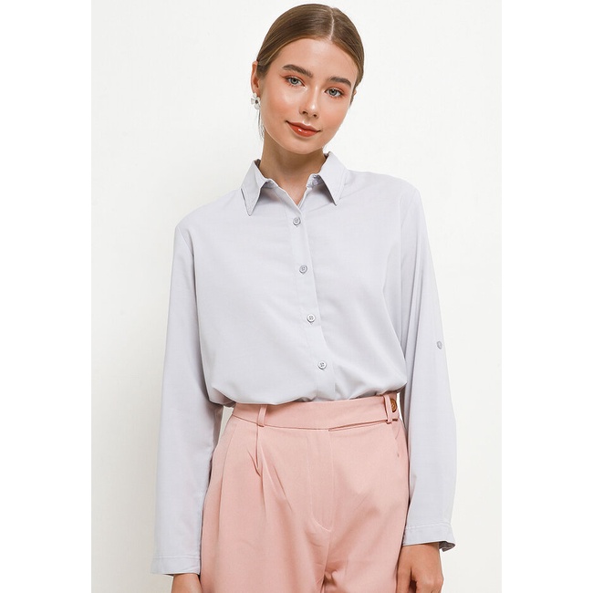 Kemeja Wanita Cardinal Original Polos Cewek Rayon Femme Lengan Panjang Perempuan