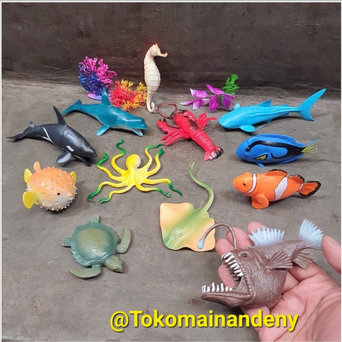 Miniatur Mainan Miniatur Hewan Laut Besar Isi 12 Pcs