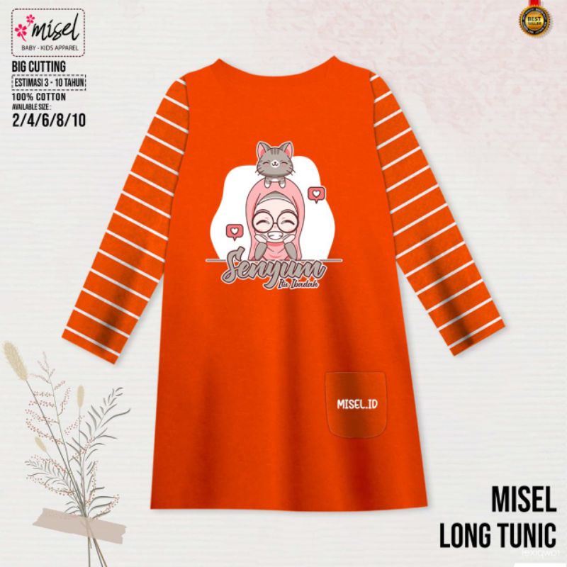 Promo Dress Tunik Kaos Anak Perempuan Lengan Panjang Misel Long Tunik Usia 2 sampai 9 Tahun