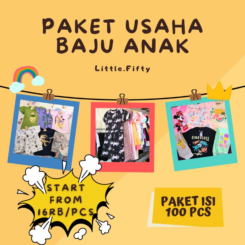 PAKET USAHA BAJU ANAK BARU ISI 100 PCS