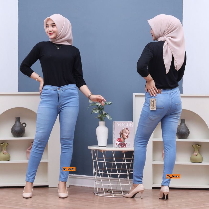 CELANA JEANS HIGHWAIST POLOS WANITA