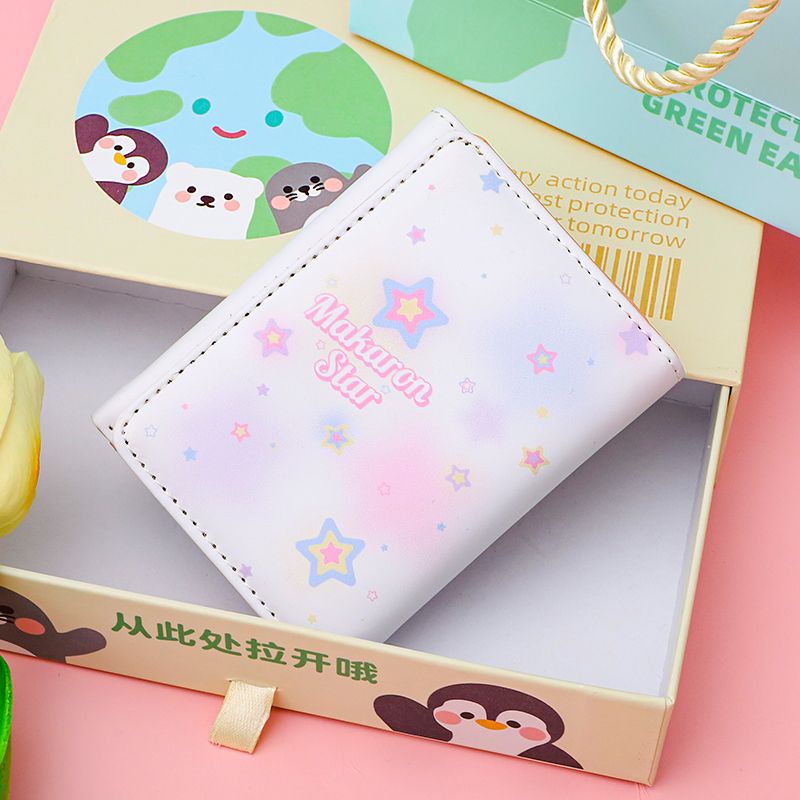 Sera Mahasiswa Dompet Wanita Baru Macaron Warna Yang Sesuai dengan Lucu Kapasitas Besar Pemegang Kartu Gradien Bintang 30% Off Dompet Koin pendek Bagian