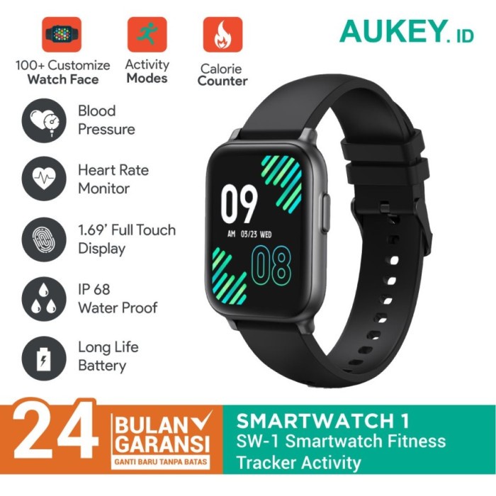 Aukey Smartwatch SW-1 Fitness Tracker 10 Activity With IP68 - 501643