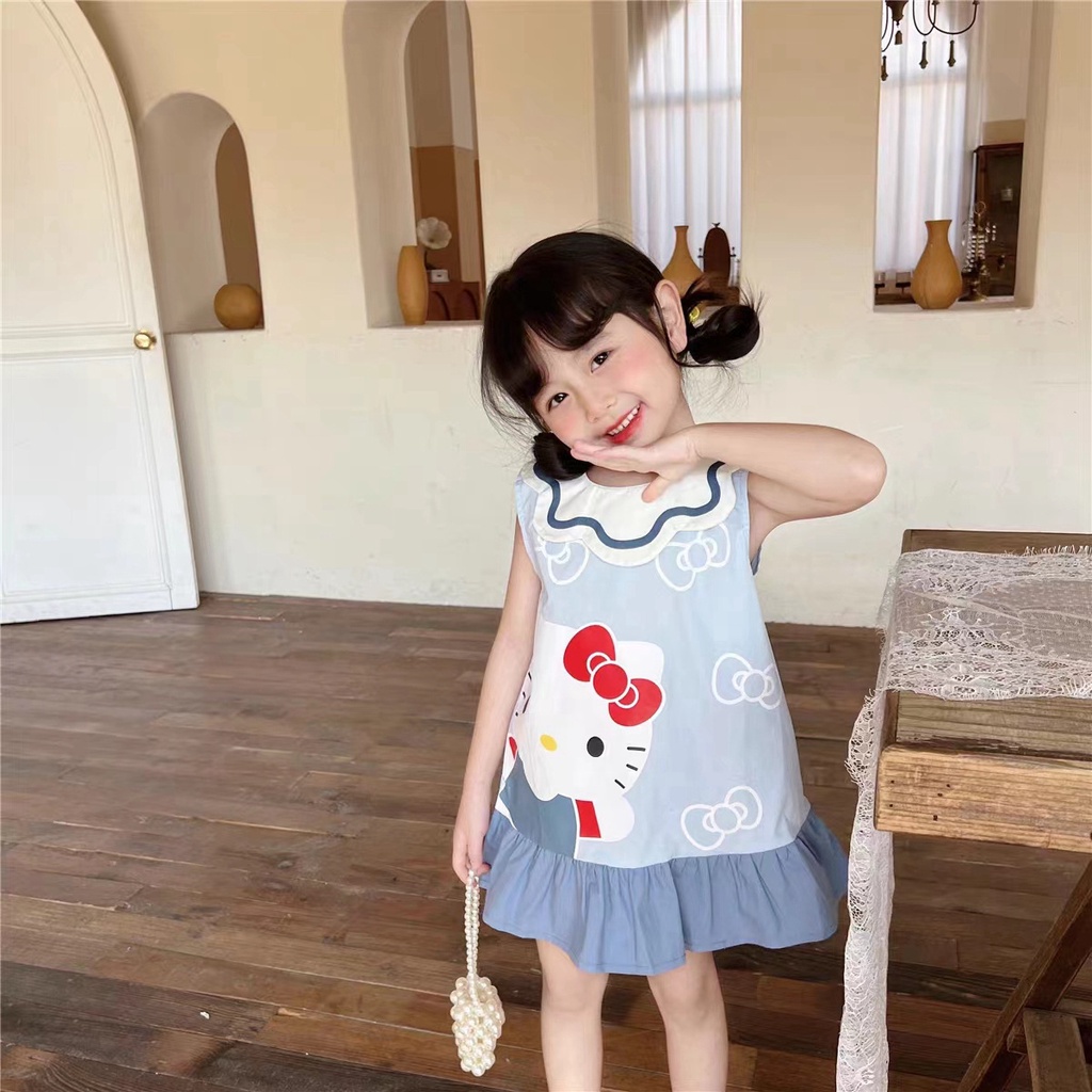 [PRINCESS KESLI] 1-9 Tahun Dress Hellomelody Kaos Anak Perempuan Bahan Katun Lembut Nyaman Gaun Anak