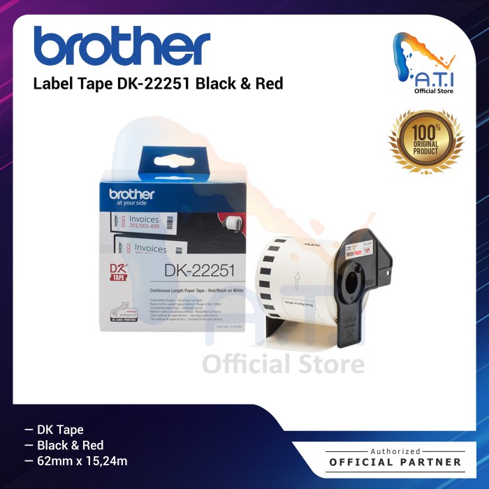 

HOT SALE BROTHER Label Tape DK 22251 Black & Red DK 22251 62mmx15.24m