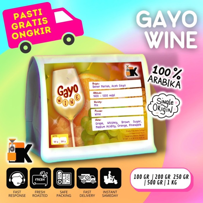 

Premium Kopi Arabika Gayo Wine 250gr