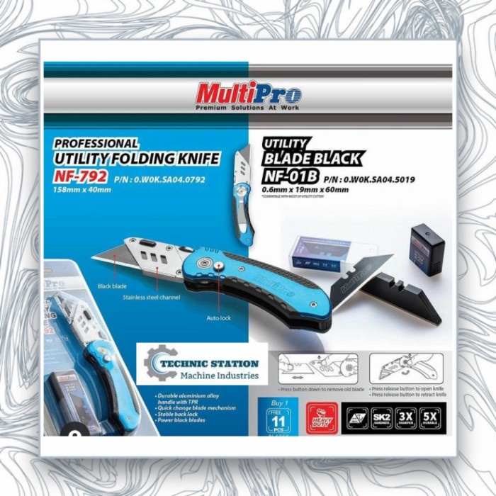 

Terlaris Multipro Nf792 Utility Folding Knife Nf-792 Cuter Lipat Heavy Duty