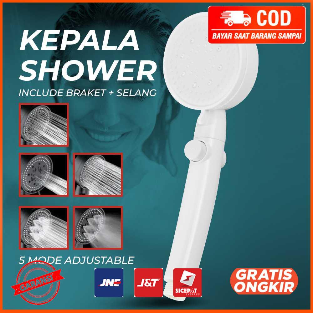 Set Kepala Shower Mandi One-Key Stop 5 Mode Adjustable SH24