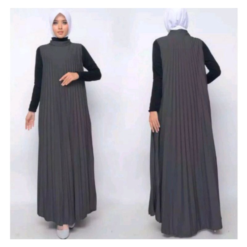 (FREE ONGKIR)LONG DRESS PLISKET/GAMIS KUTUNG//PAKAIAN WANITA