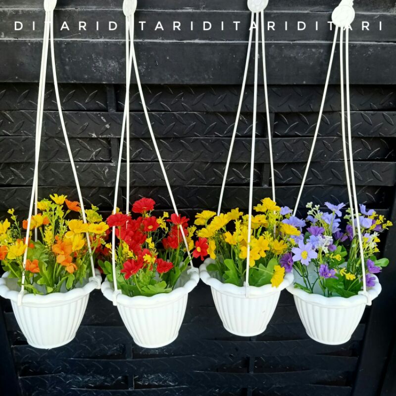 Ditari bunga gantung bunga aster plastik bunga artifisial dekorasi bunga