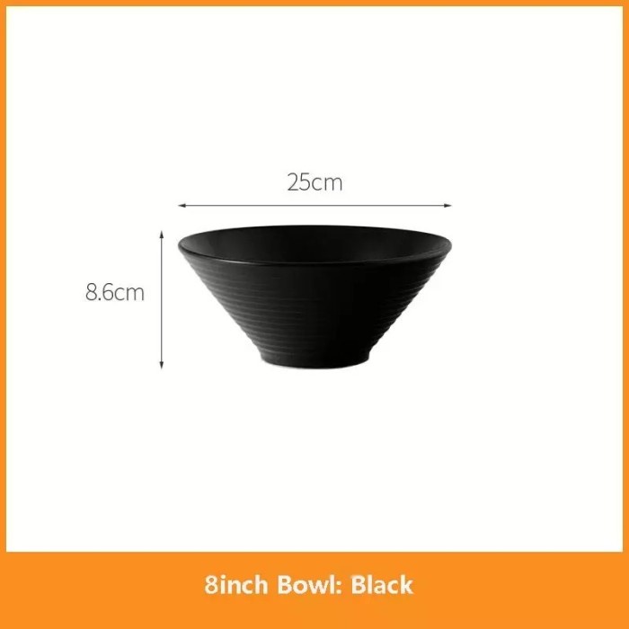 

B587 japanese ramen bowl ceramic 8 inch - Black