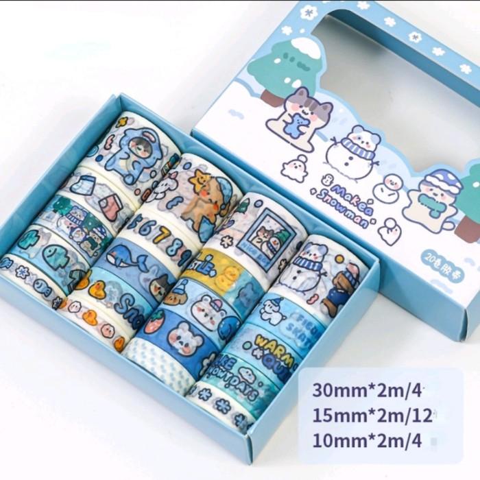 

Terlaris Washi Tape Selotip Bergambar Gaya Korea 20 Roll + Box Cute Kawaii