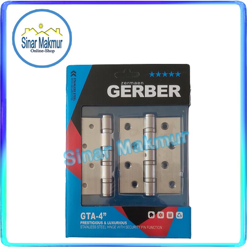 Engsel Pintu Rumah Stainless Steel 4" Inch (GERBER)