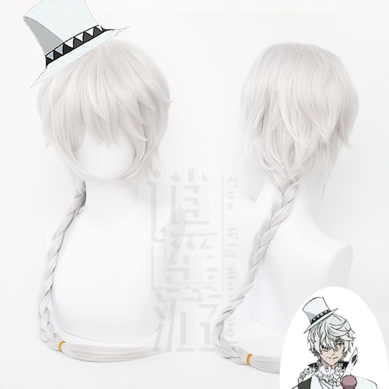 Nikolai Gogol Cosplay Wig Bungo Stray Dogs Braided Light Silver Wig Anime Heat Resistant Hair