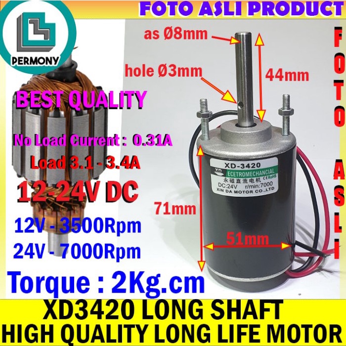 Terlaris Xd3420 Motor Xd-3420 High Quality Long Shaft Axis 3420 Dinamo