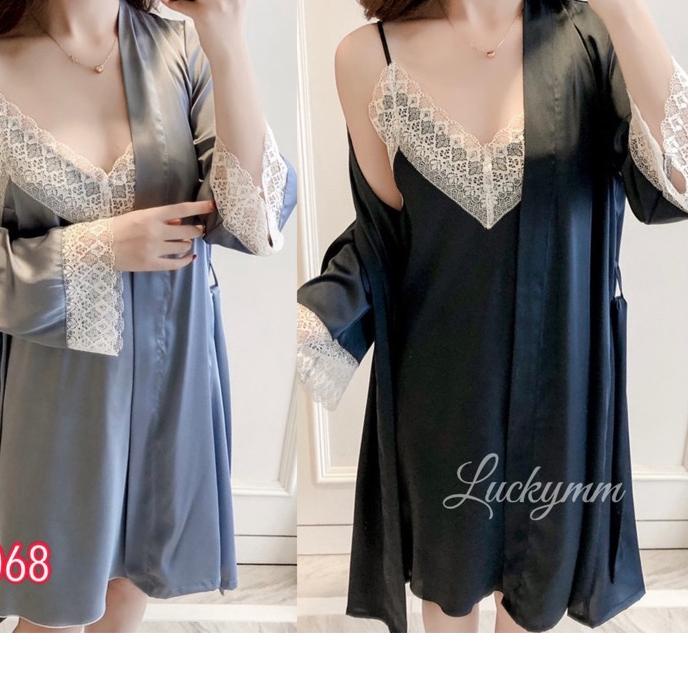 Star Seller Sleepwear Baju Tidur Kimono Satin Wanita / Kimono Tidur / Pajamas Baju Tidur Satin Kimon