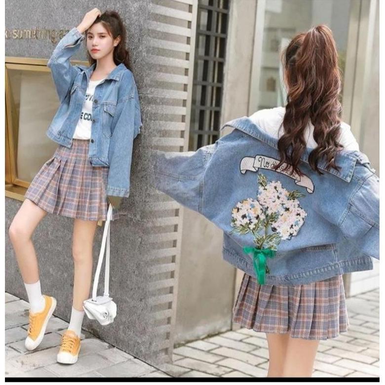 Jacket Jeans Gracia Wanita Denim Jaket Lepis Oversize Jins Jaket Klasik Kekinian Cewe Cewek Jaket Mu