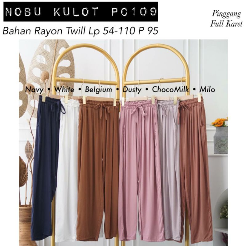 Grosir Seri PC109 Nobu Kulot Pants Tali Karet Rayon Twill fit to Jumbo