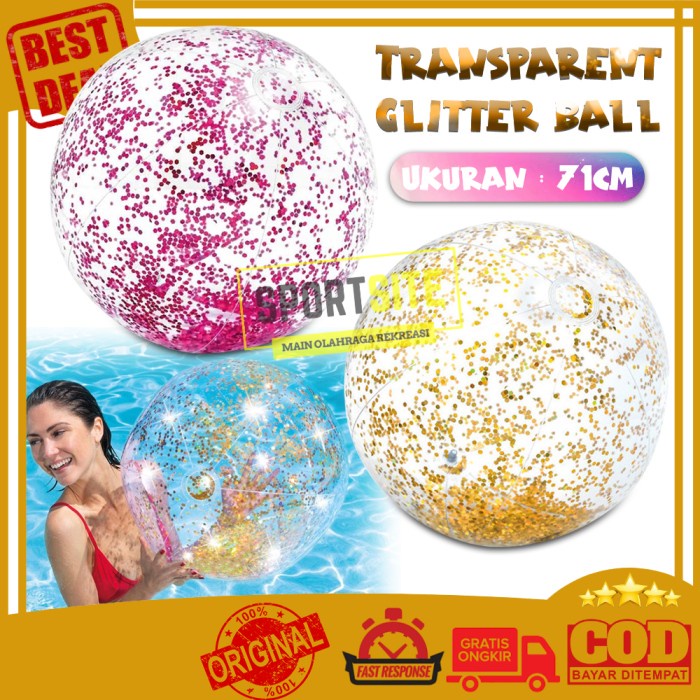 Terlaris Intex Transparent Glitter Beach Balls Bola Kolam Renang / Pantai 58070