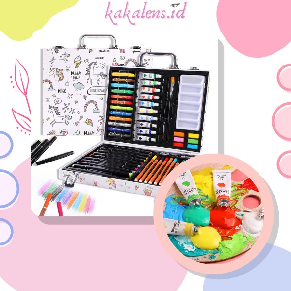 

Terlaris Set Alat Gambar Anak Tulis Lukis Koper Box Jingjing Crayon Art 54 Pcs