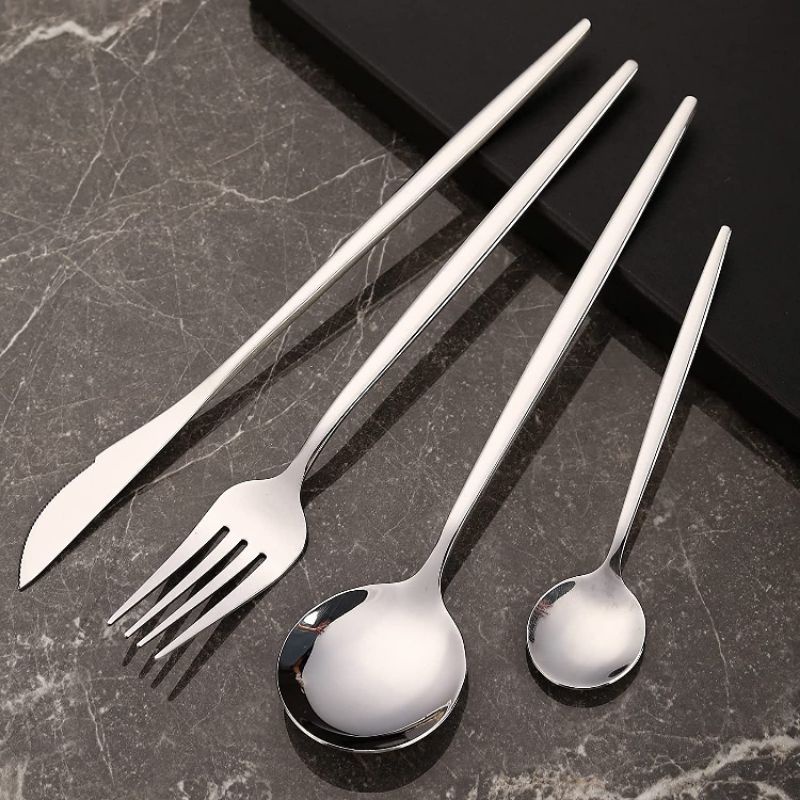 COPOTI Silver Set Alat Makan Sendok Garpu Pisau Cutlery Western Style 24 PCS - C24